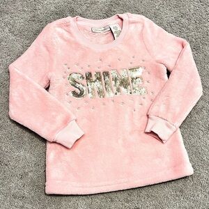 Cynthia Rowly Pink Soft Fleece & Gold Sequins “SHINE” sweatshirt Size 4T